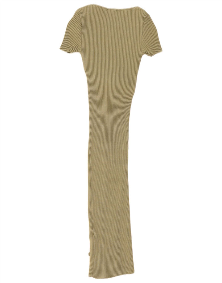 Zara Damen Maxikleid UK 8 Small Khaki Baumwolle