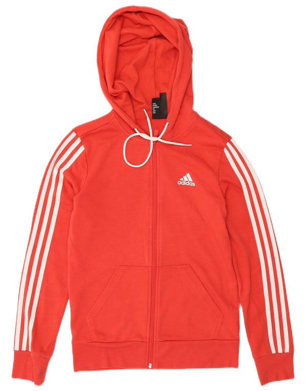 Adidas Damen Zip Hoodie Pullover UK 4/6 XS Rote Baumwolle