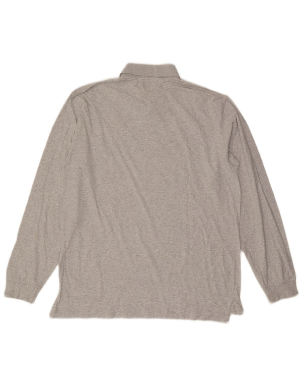 Kappa Herren-Langarm-Poloshirt XL aus grau gefleckter Baumwolle