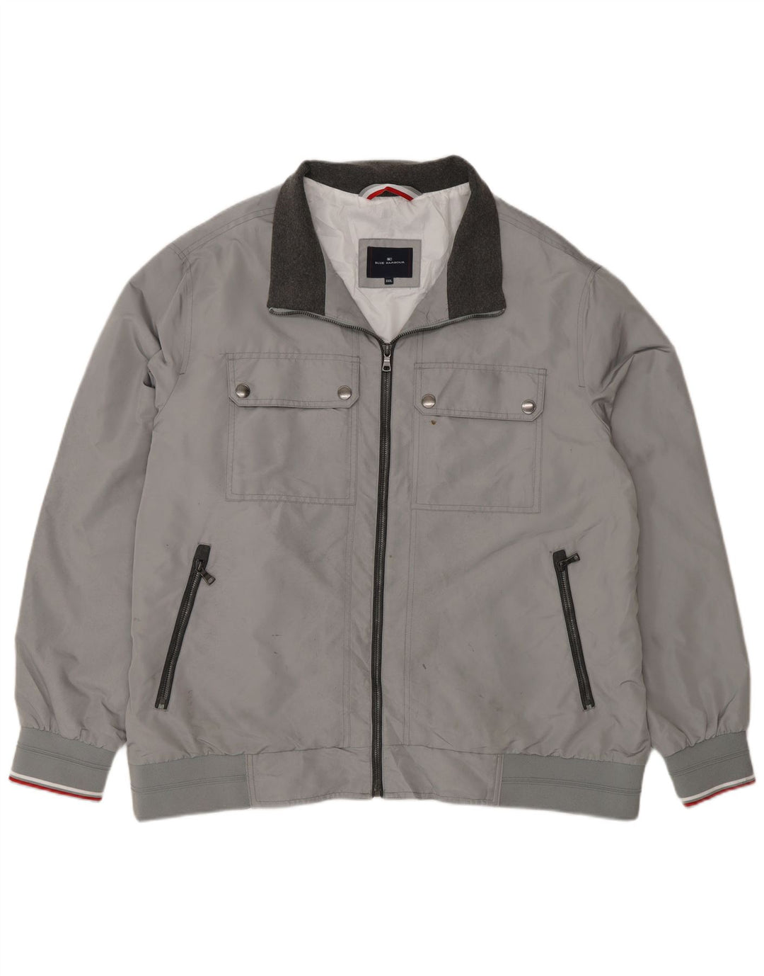Marks & Spencer Herren Blue Harbor Bomberjacke 3XL Grau Polyester