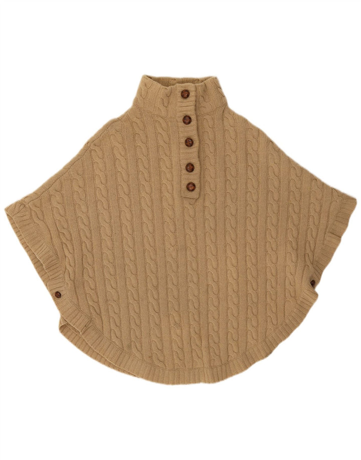 Blarney Damen Poncho-Pullover UK 14 Mittelbeige Lammwolle