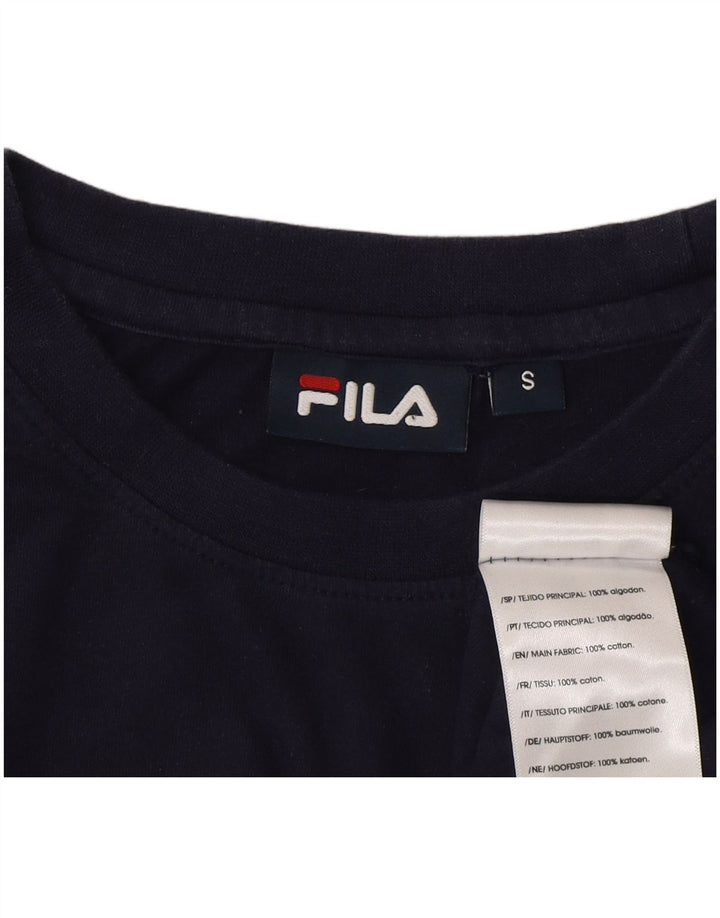 Fila Herren T-Shirt Top Small Marineblau Colourblock Baumwolle