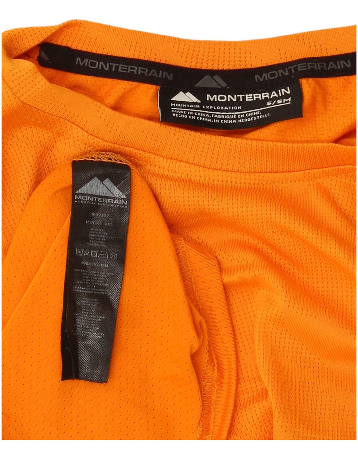 Monterrain Herren T-Shirt Top Small Orange Polyester