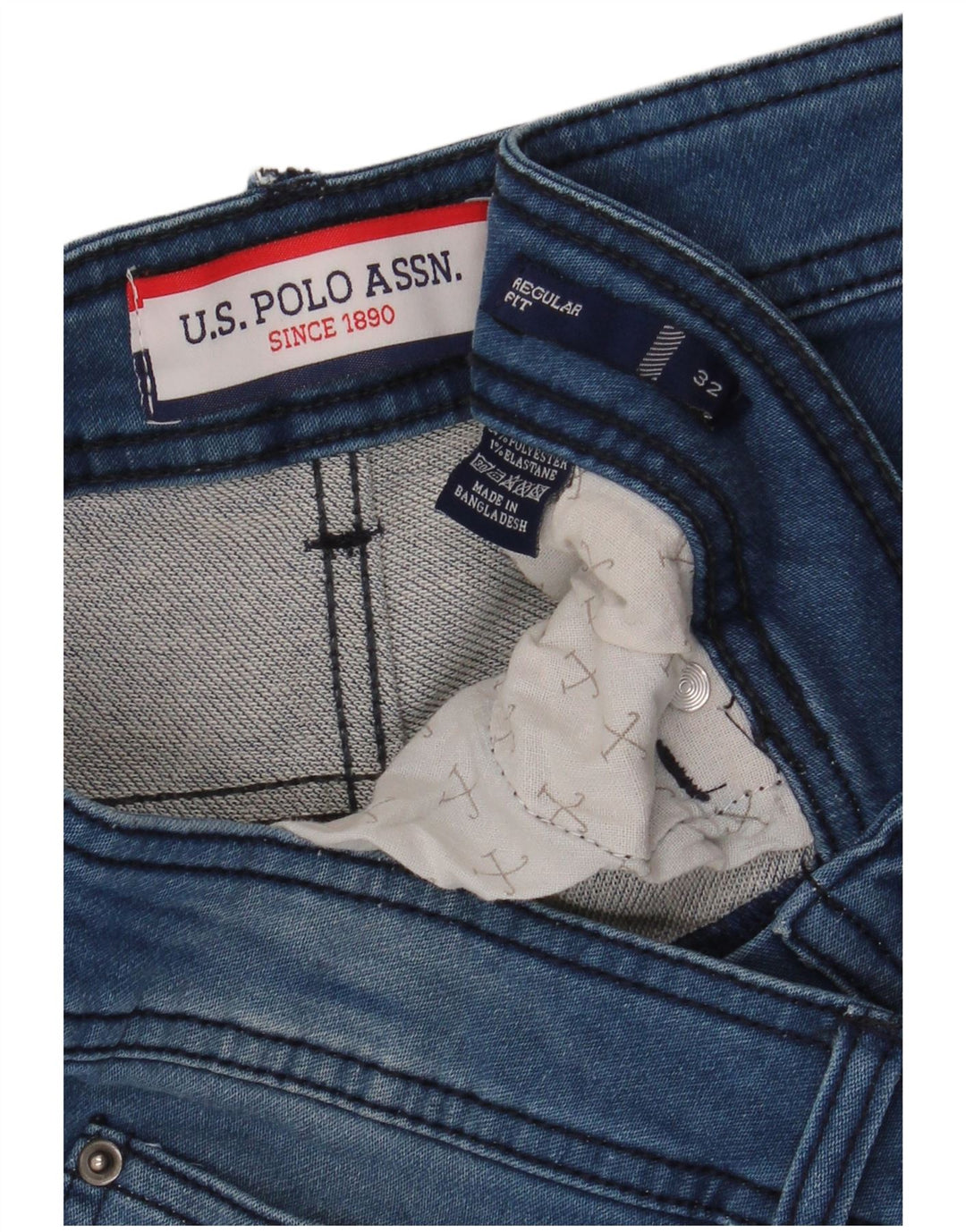 U.S. Polo Assn. Herren-Jeansshorts mit normaler Passform, W32, mittelblaues Polyester