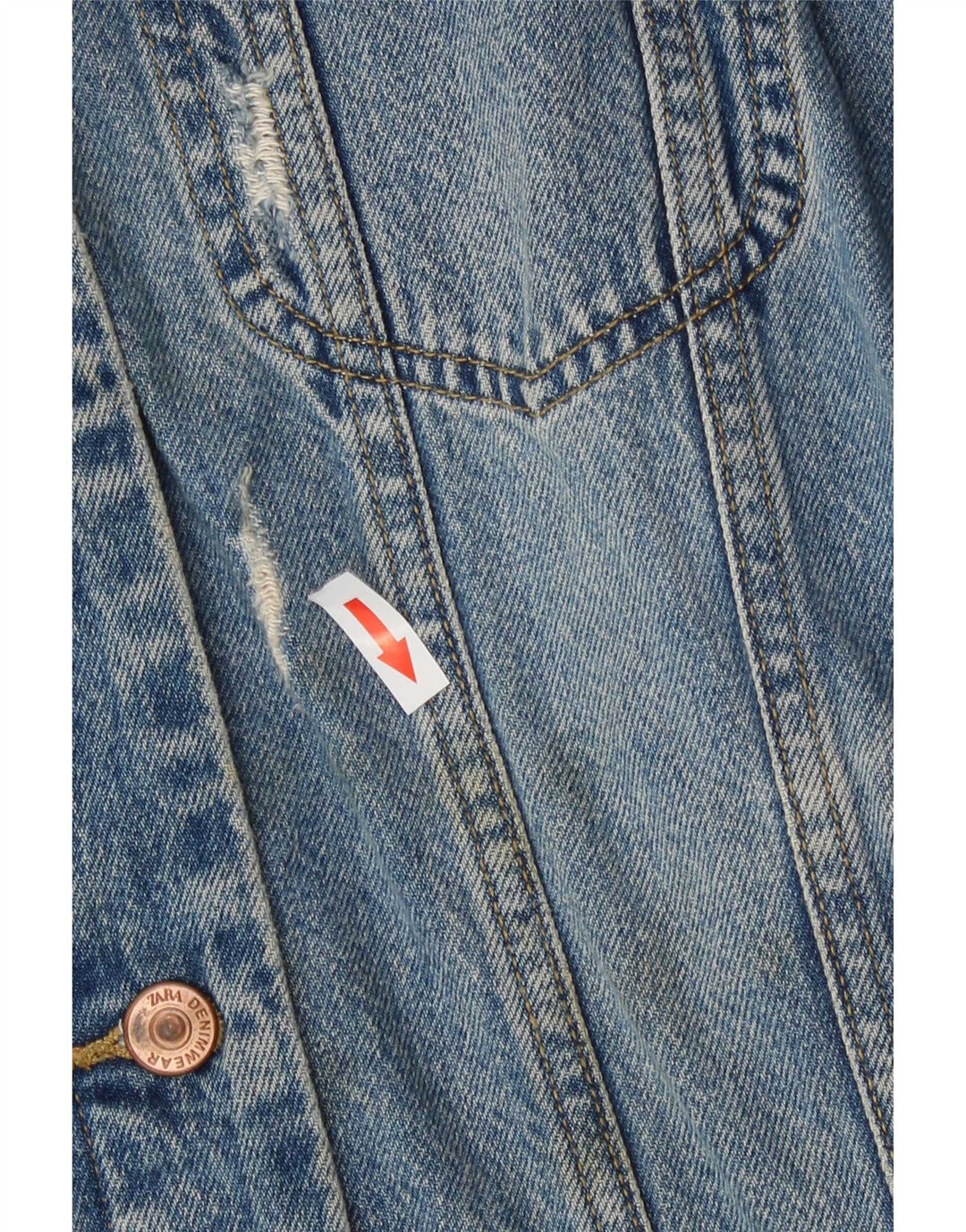 Zara Damen Jeansjacke im Distressed-Look, übergroß, UK 10, Größe S, Blau, Baumwolle