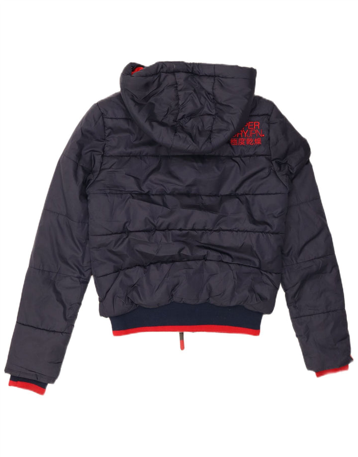 SUPERDRY Wattierte Herrenjacke mit Kapuze, UK 36, Größe S, Marineblau, Polyester