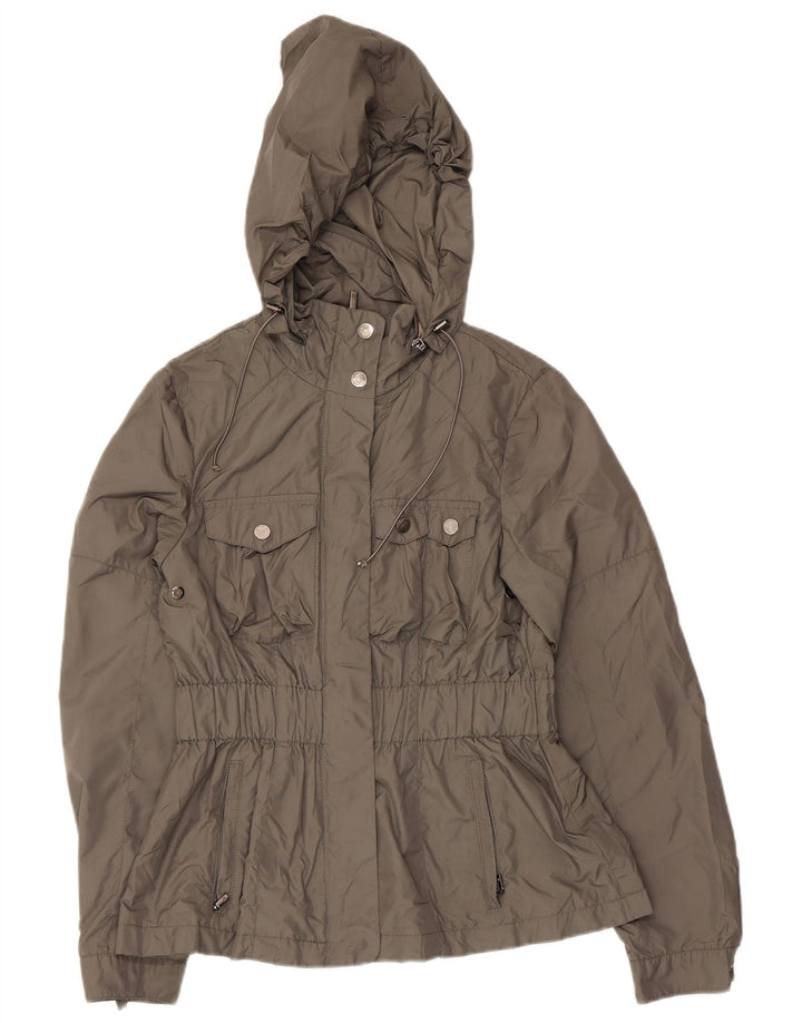 Zara Damen-Utility-Jacke mit Kapuze, UK 12, mittleres Khaki, Polyester