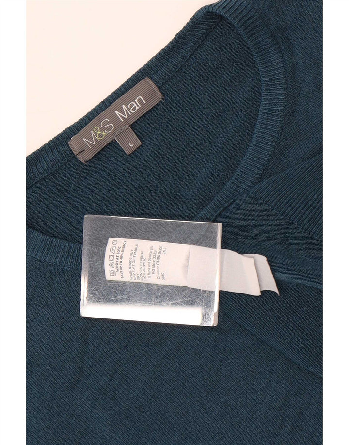 Marks & Spencer Herren-Pullover mit Rundhalsausschnitt, Größe L, Acryl, Blau