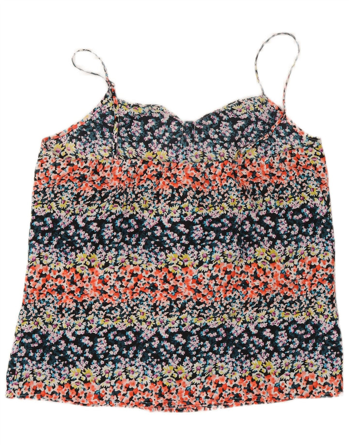 Oasis Damen-Cami-Top mit Rüschen vorne, Größe M, mehrfarbig, Blumenmuster