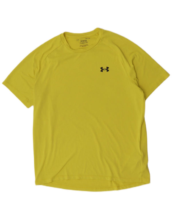 Under Armour Mens Short Sleeve Regular T-Shirt Top Medium Yellow Polyester