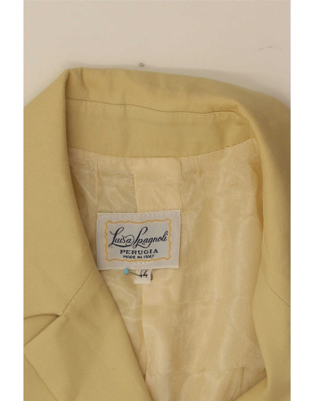 Luisa Spagnoli Damen 3-Knopf-Blazerjacke IT 44 mittelgelbe Baumwolle