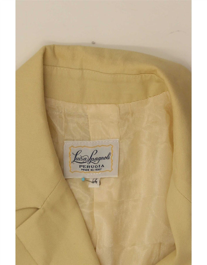 Luisa Spagnoli Damen 3-Knopf-Blazerjacke IT 44 mittelgelbe Baumwolle