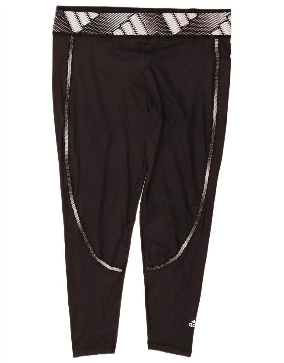 Adidas Damen Graphic Leggings UK 24/26 2XL Schwarz Polyester