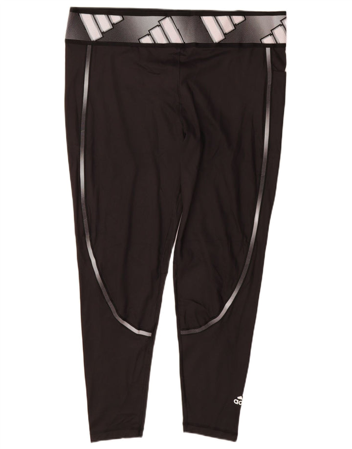 Adidas Damen Graphic Leggings UK 24/26 2XL Schwarz Polyester