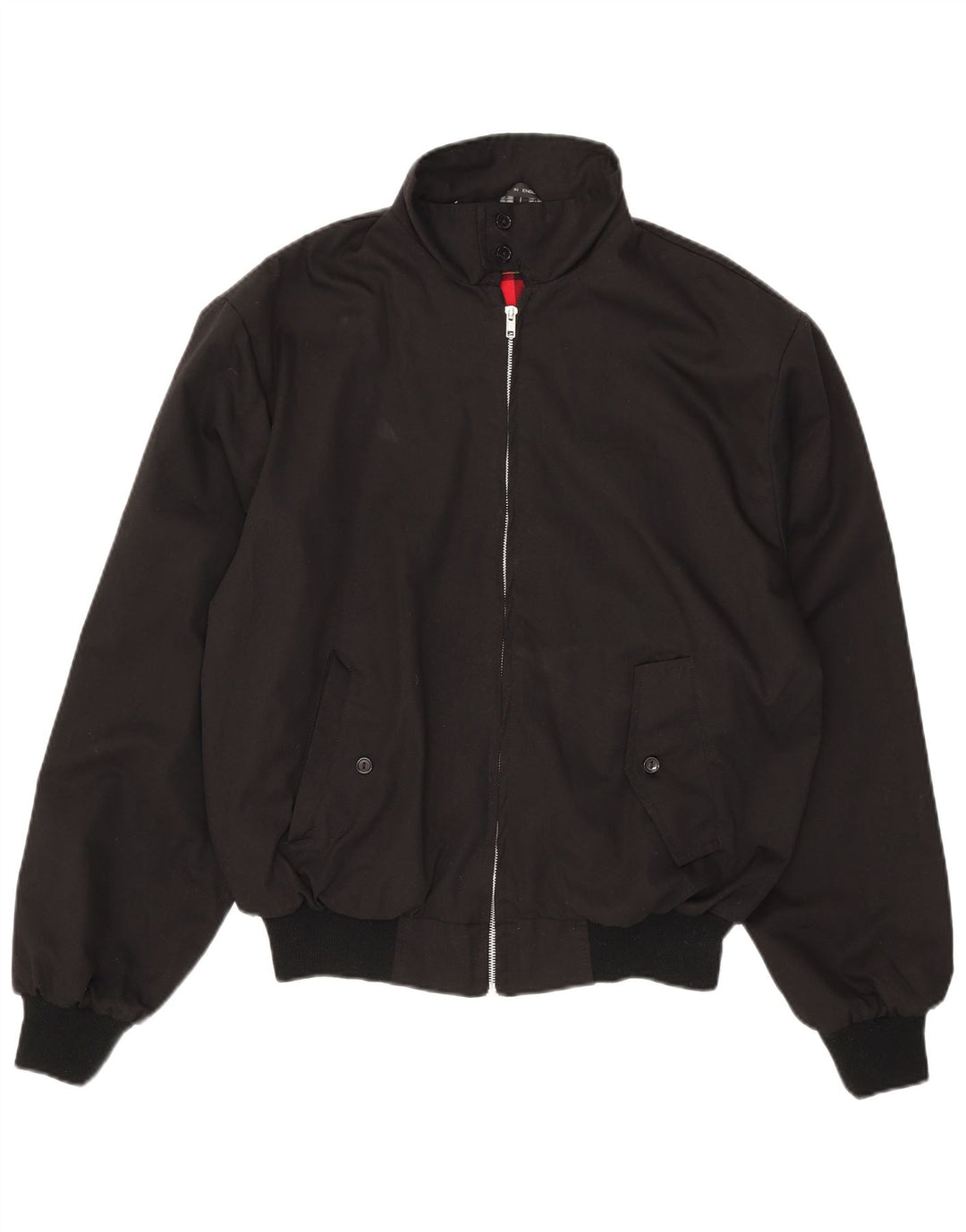 Vintage Herren Bomberjacke UK 40 Großes schwarzes Polyester
