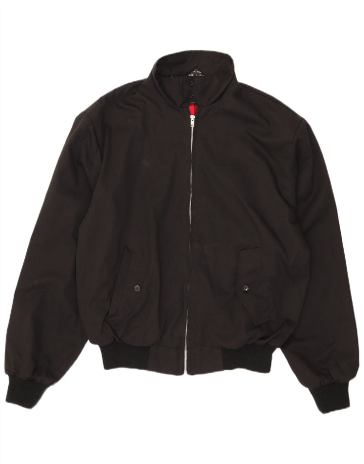 Vintage Herren Bomberjacke UK 40 Großes schwarzes Polyester