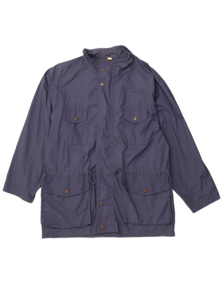 VINTAGE Herren-Utility-Jacke IT 52/54 XL Marineblaues Polyester
