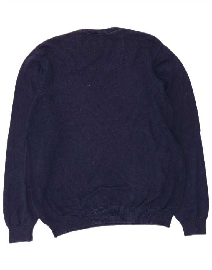 Marks & Spencer Herren-Pullover mit normaler Passform und V-Ausschnitt in mittlerem Marineblau
