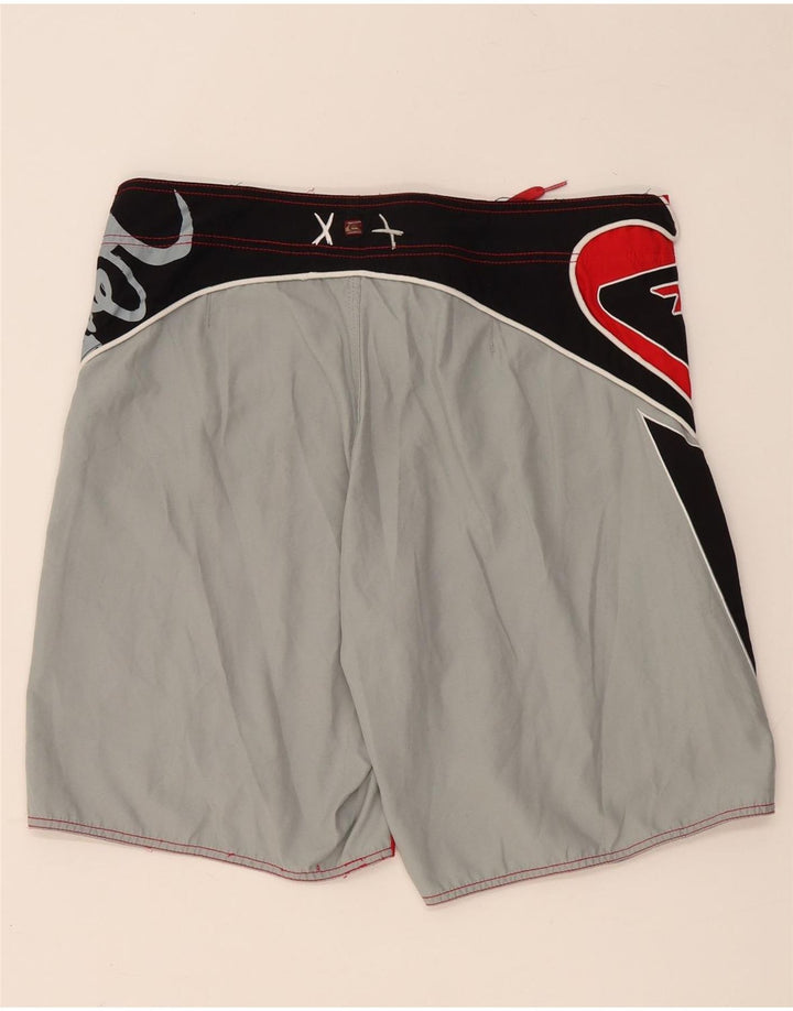 QUIKSILVER Herren-Badeshorts mit Grafik, groß, rotes Farbblock-Polyester