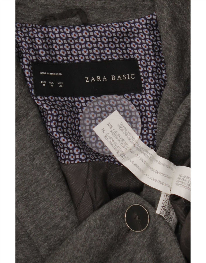 Zara Damen 1-Knopf-Blazerjacke UK 12 Mittelgraue Viskose