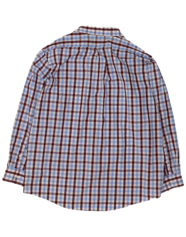 Chaps Herrenhemd mit klassischer Passform, Größe 17 1/2 XL, blau karierte Baumwolle