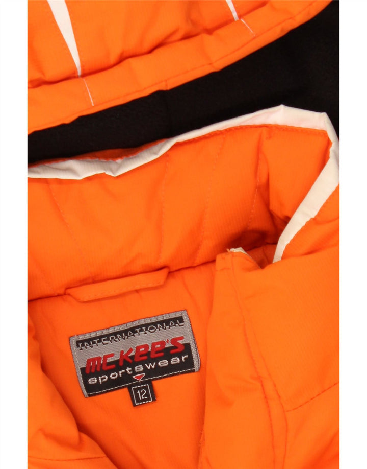 MC Kee's Jungen-Windbreakerjacke mit Kapuze, 11–12 Jahre, orangefarbenes Farbblockdesign
