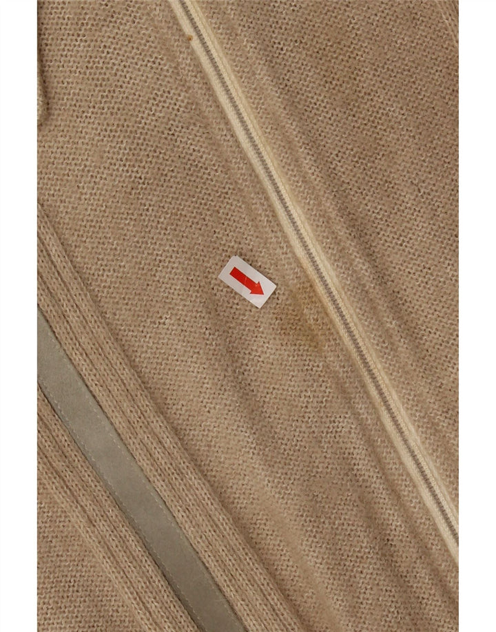 Vintage Damen Crop Cardigan Pullover UK 12 Mittelbeige Alpakawolle