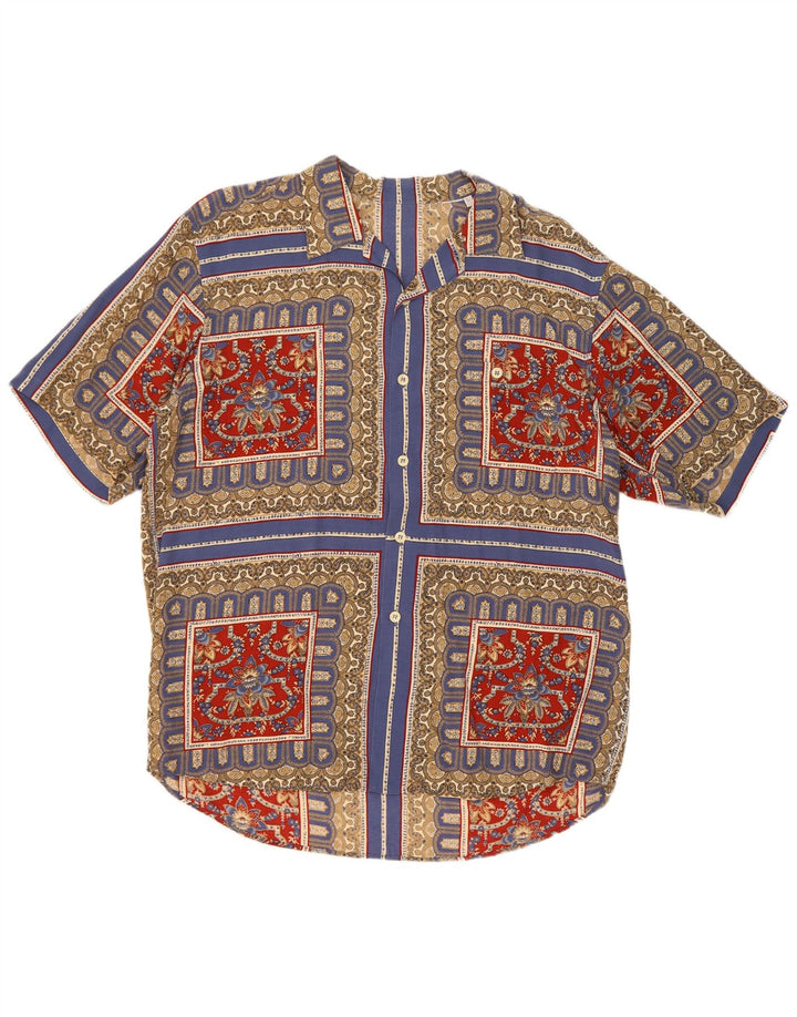 Vintage Herren Kurzarmhemd Großes Mehrfarbiges Patchwork