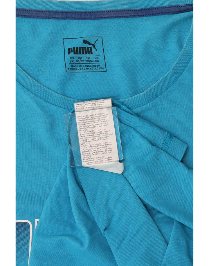 Puma Herren Grafik T-Shirt Top 2XL Blau Baumwolle