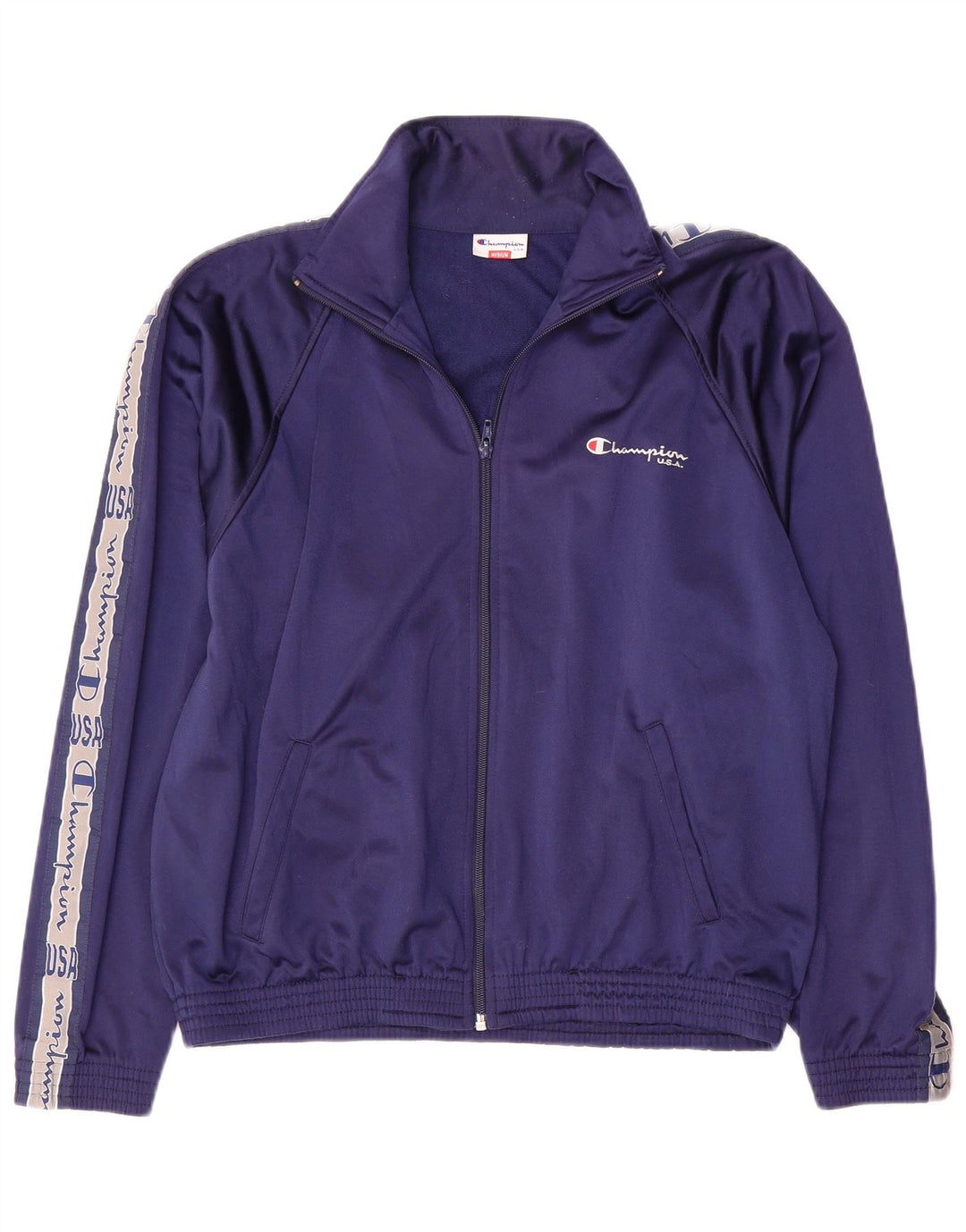 Champion Herren-Trainingsanzugoberteil mit Grafik, mittleres Marineblau, Farbblock