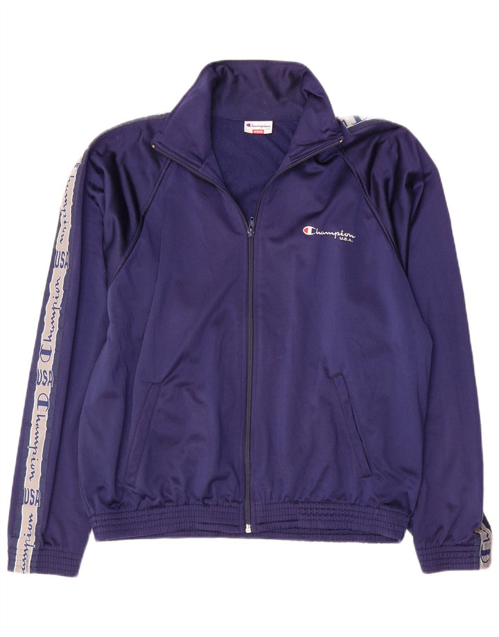 Champion Herren-Trainingsanzugoberteil mit Grafik, mittleres Marineblau, Farbblock