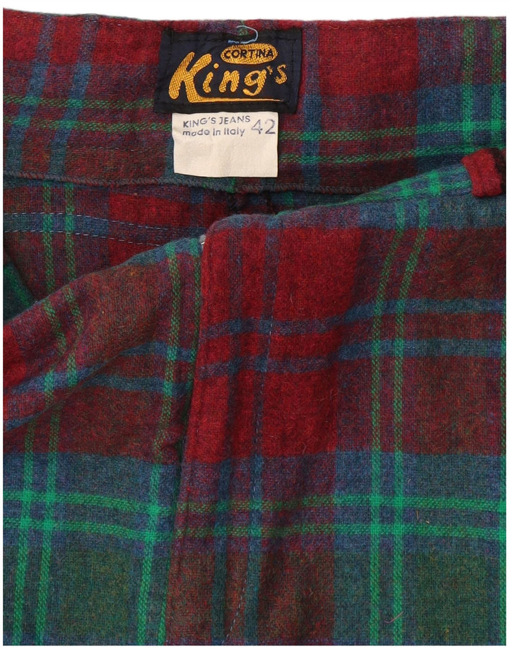 Vintage Damen Cargorock IT 42 Medium W28 Rot karierte Wolle