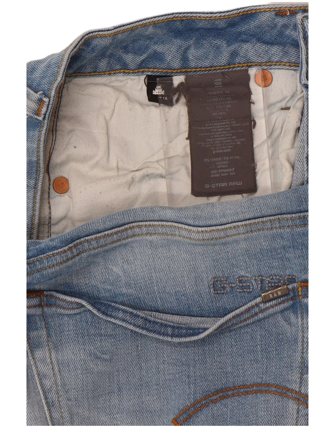 G-STAR Womens Straight Jeans W30 L32 Blue Cotton