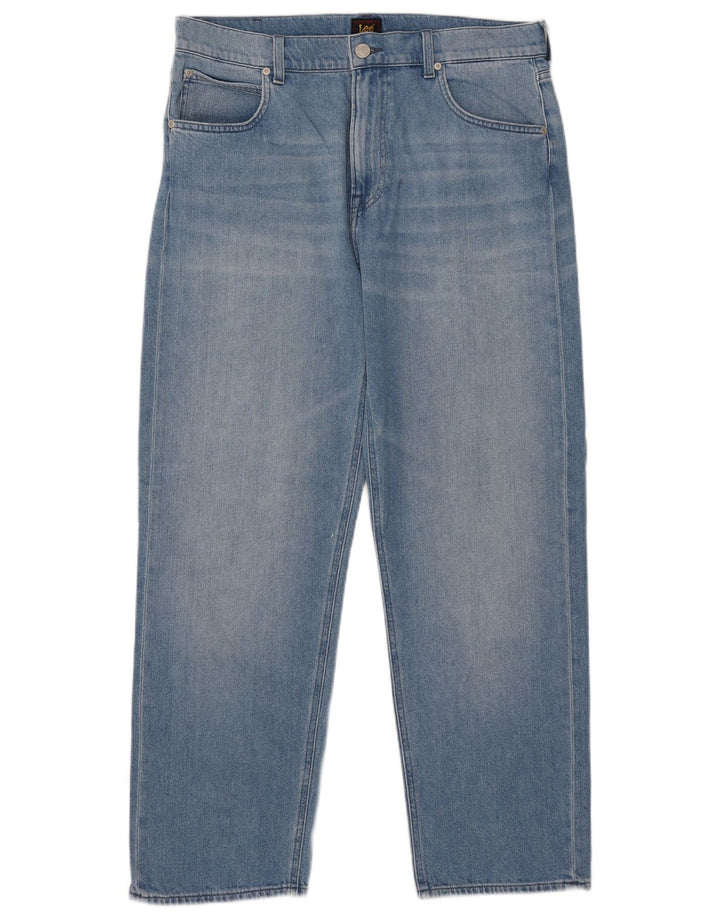 Lee Damen Straight Jeans W34 L29 Blaue Baumwolle
