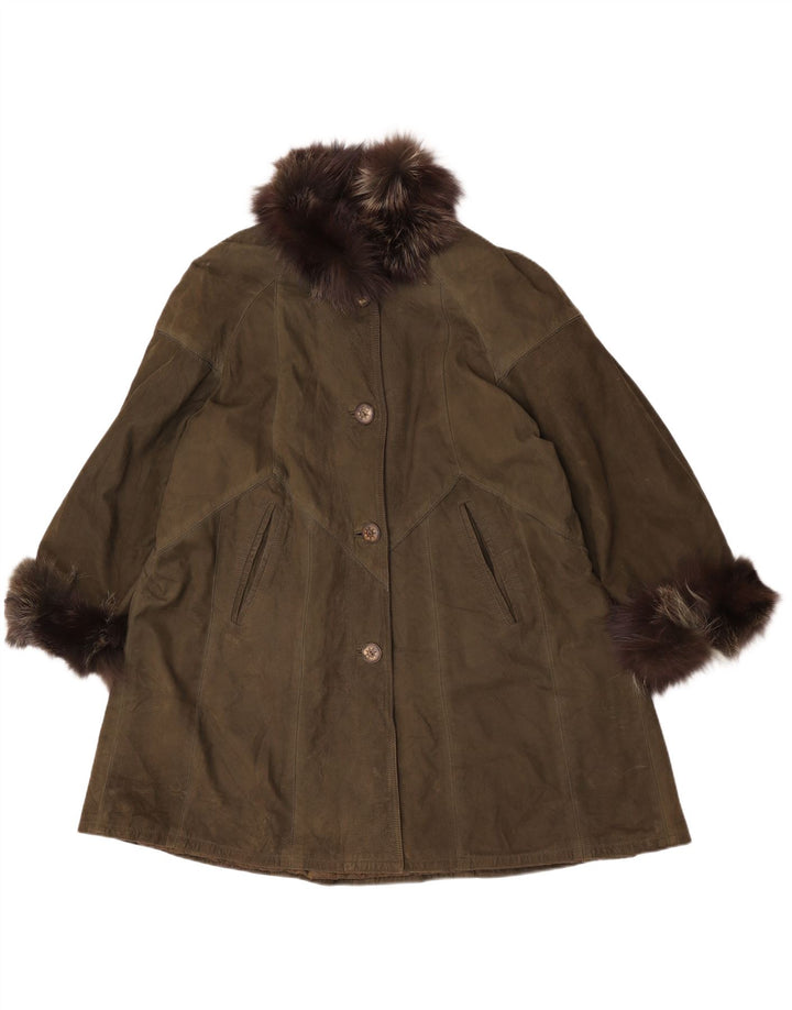 Talenti Damen Ledermantel UK 18 XL Khaki Leder