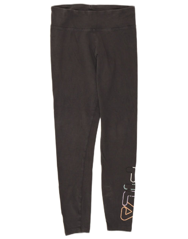 Fila Womens Graphic Leggings UK 10 Small Graue Baumwolle