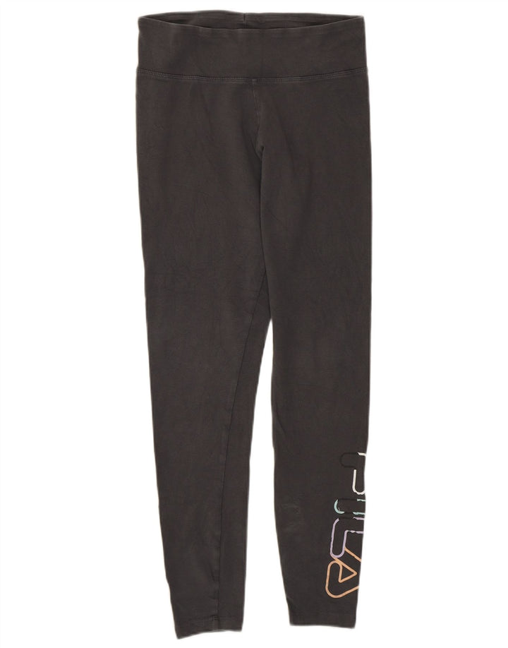 Fila Womens Graphic Leggings UK 10 Small Graue Baumwolle