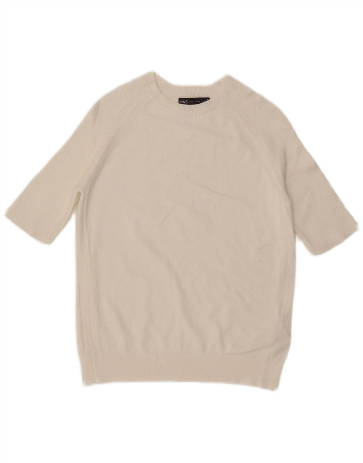 Marks & Spencer Damen-Pullover mit U-Boot-Ausschnitt, Gr. 10, Größe S, Weiß
