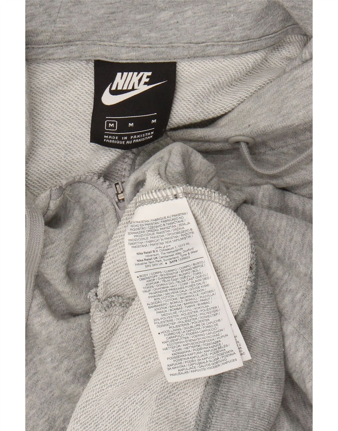 NIKE Mens Zip Hoodie Sweater Medium Grey Cotton Vintage Nike and Second-Hand Nike from Messina Hembry 