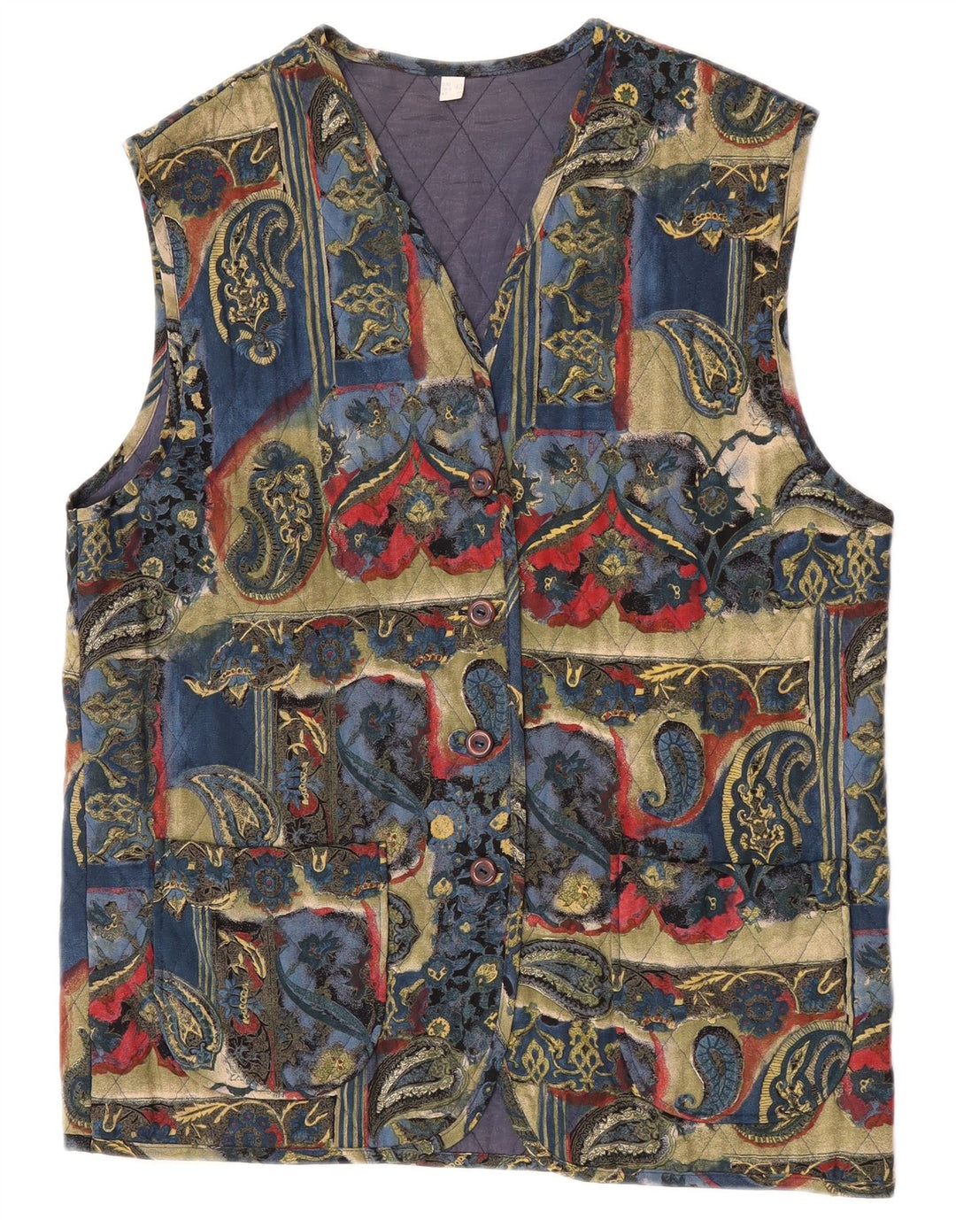 Vintage Damen Steppweste EU 42 Großes mehrfarbiges Paisleymuster