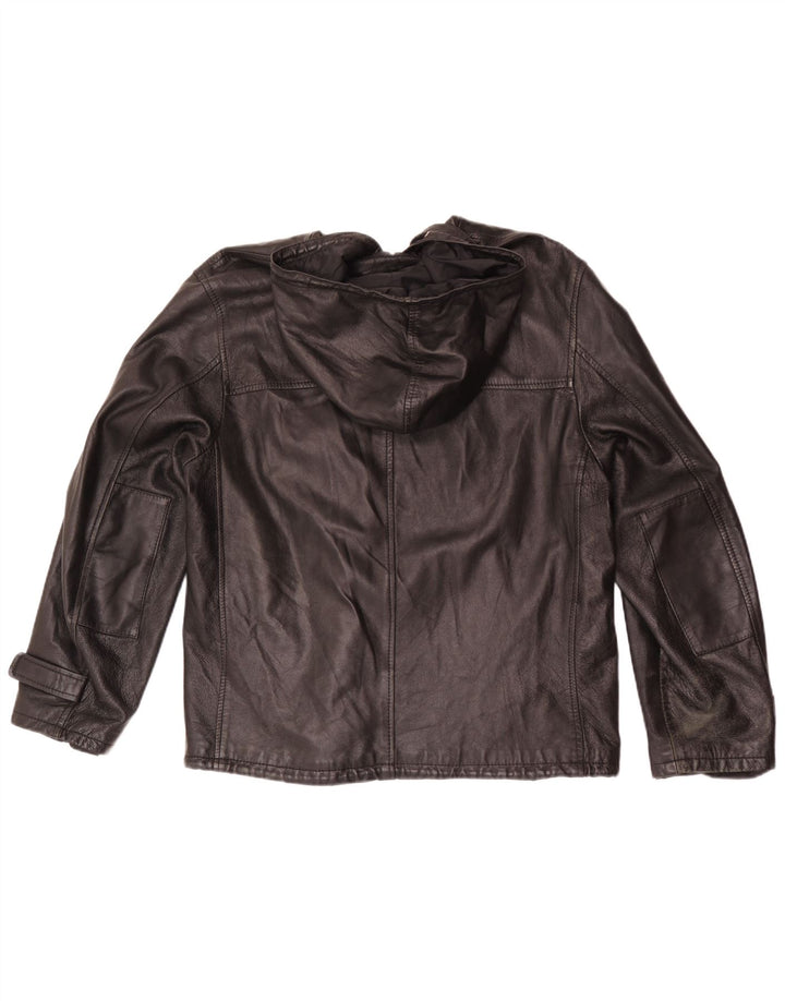 Conbipel Herren Lederjacke mit Kapuze IT 54 XL Schwarz