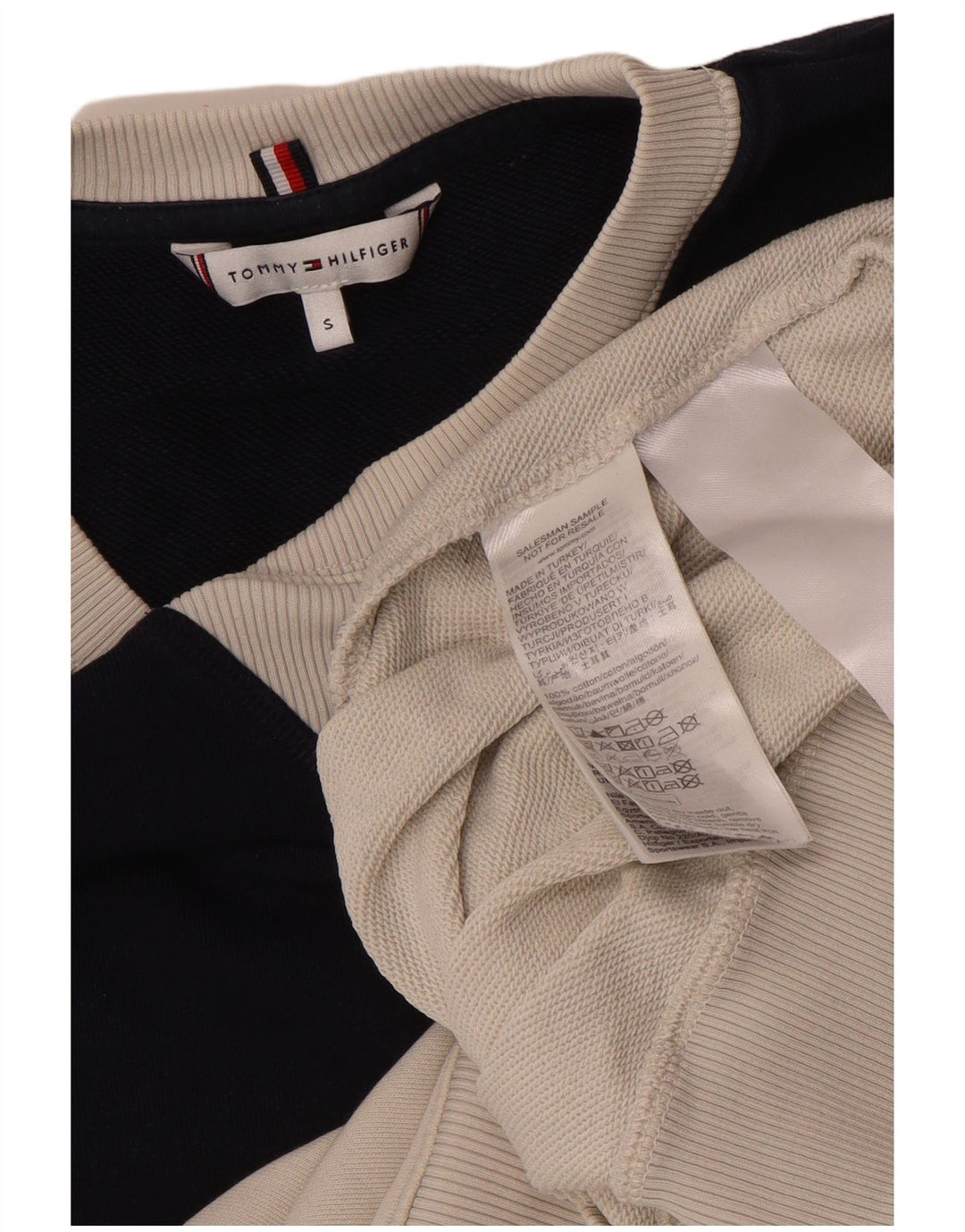 Tommy Hilfiger Damen-Sweatshirt-Pullover, Gr. 10, Größe S, Weiß, Farbblock