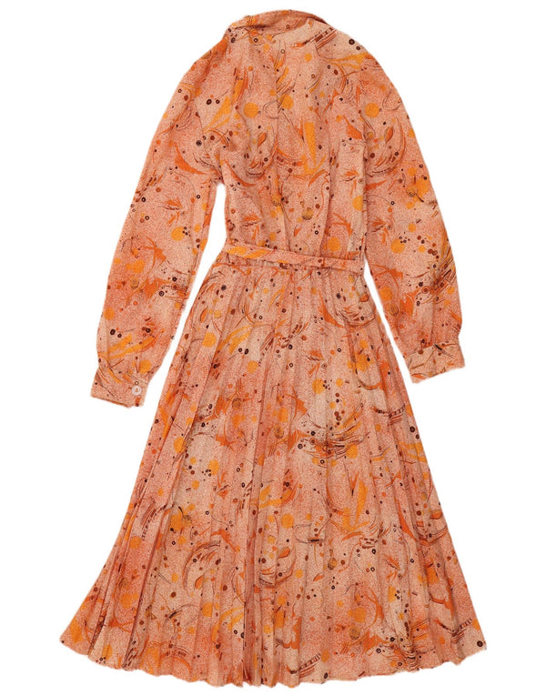 Vintage Damen-Hemdkleid mit Gürtel IT 42 Medium Orange Floral Retro