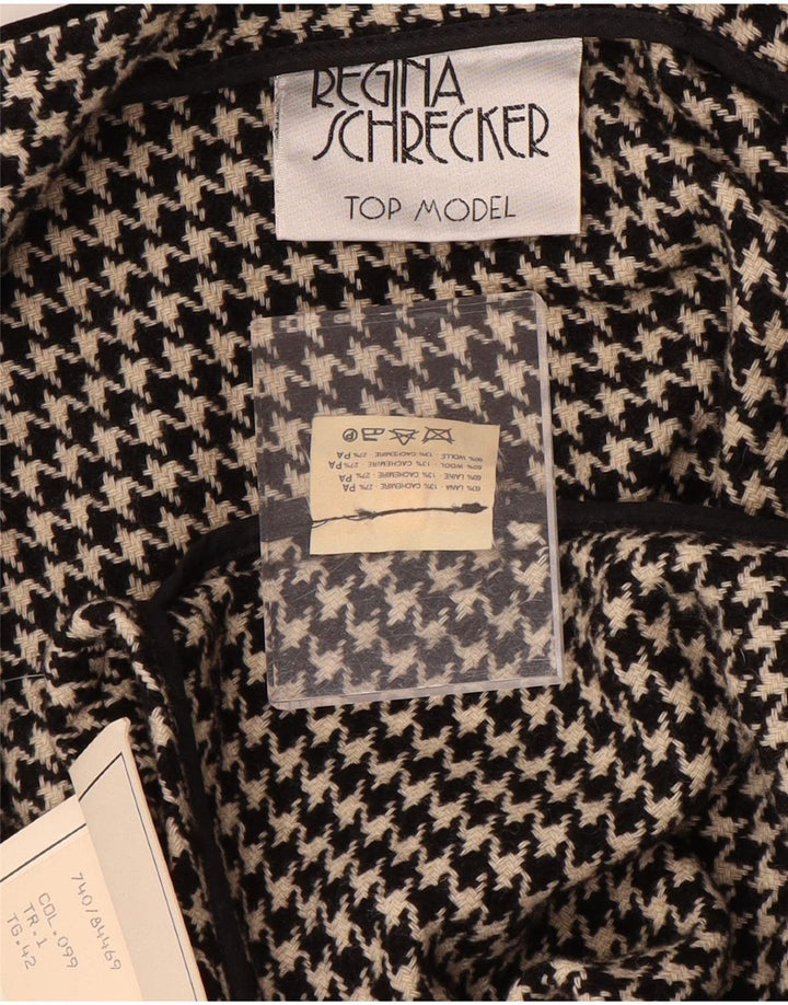 Regina Schrecker Damen Ponchomantel IT 42 Mittelschwarze Hahnentrittwolle