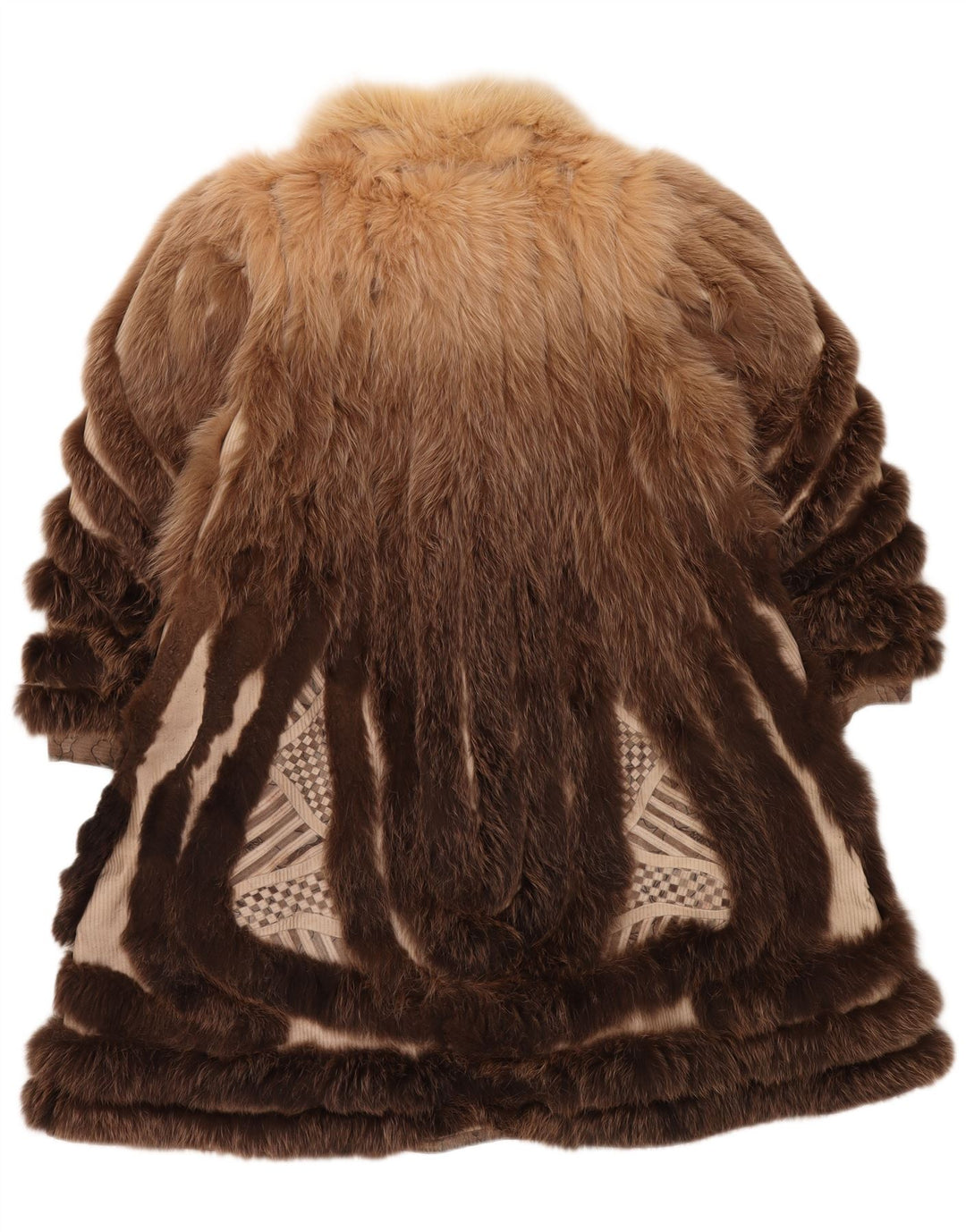 VINTAGE Damen Kunstpelz-Wendemantel UK 18 XL Braun geblümt