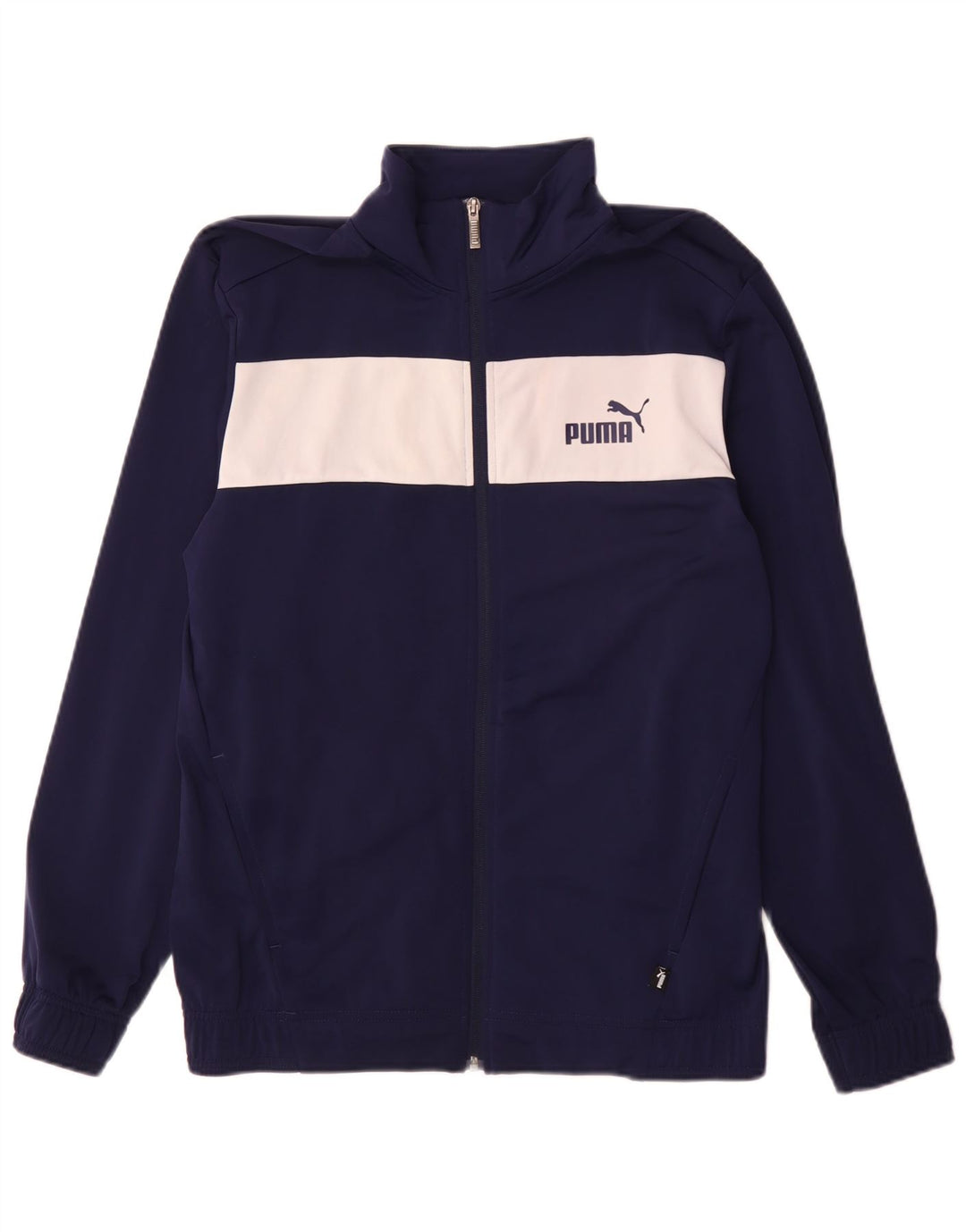 Puma Herren-Trainingsanzug-Top-Jacke, mittelblaues Farbblock-Polyester