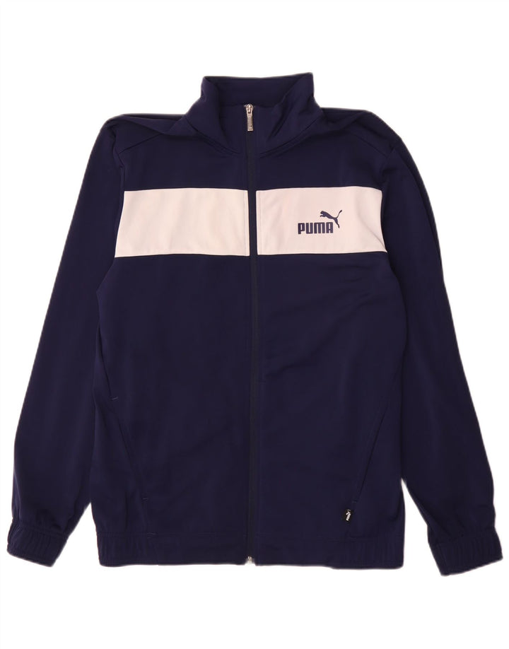 Puma Herren-Trainingsanzug-Top-Jacke, mittelblaues Farbblock-Polyester