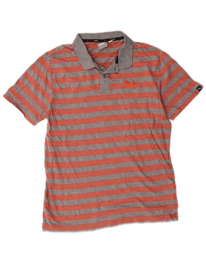 PUMA Herren-Poloshirt, mittelrot, gestreift, Baumwolle
