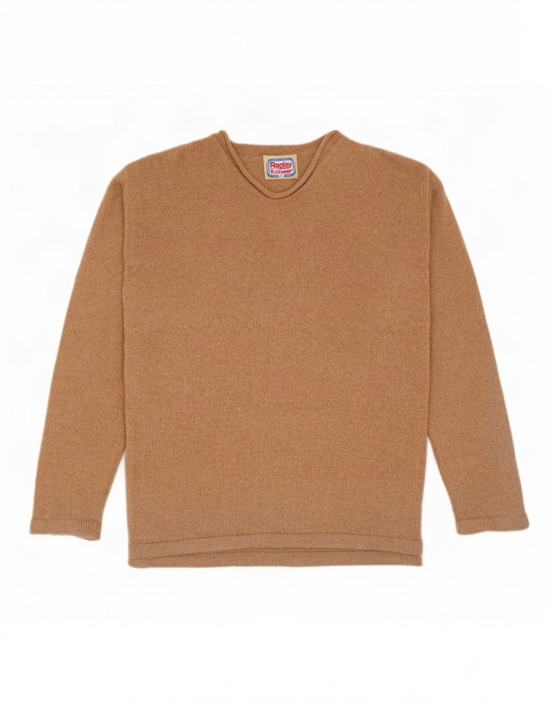Replay Herren-Pullover mit V-Ausschnitt, kleine beige Wolle