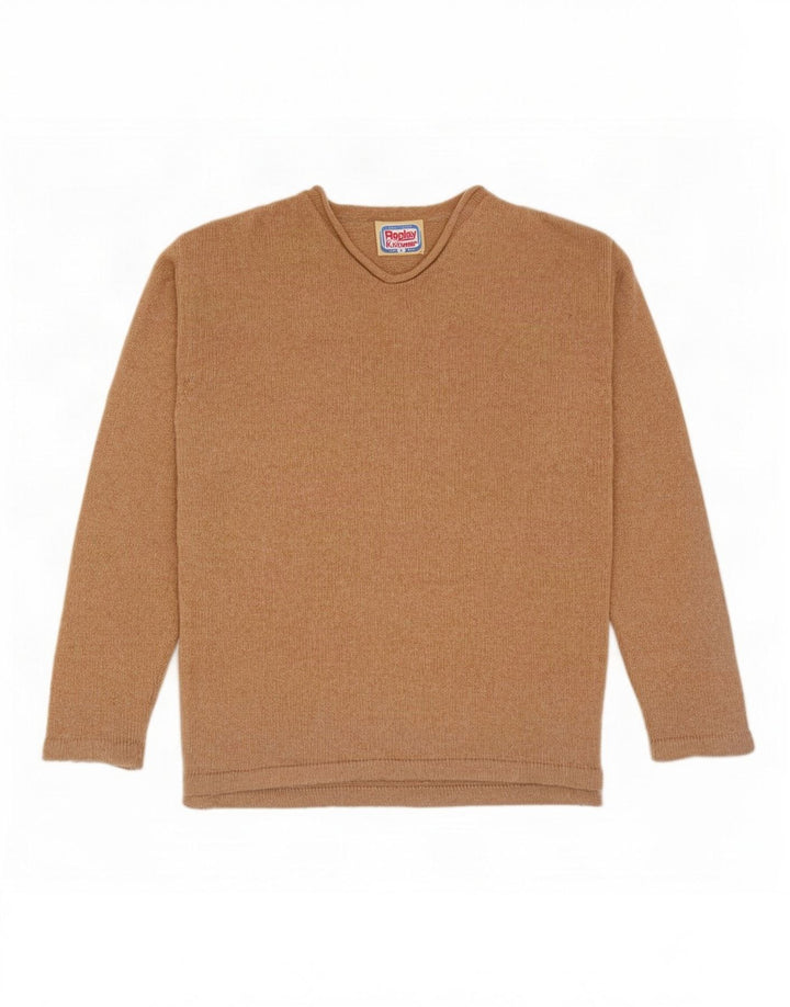Replay Herren-Pullover mit V-Ausschnitt, kleine beige Wolle